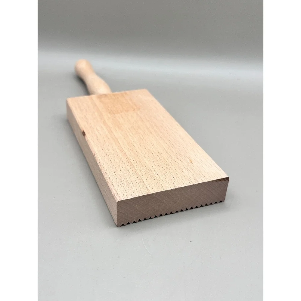 Vtg Wooden Gnocchi Hand Board Ridged Pasta Maker‎ Cavatelli Tool Natural Wood